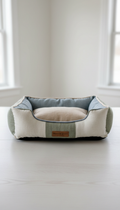 Linen Dog Bed with Wood Frame